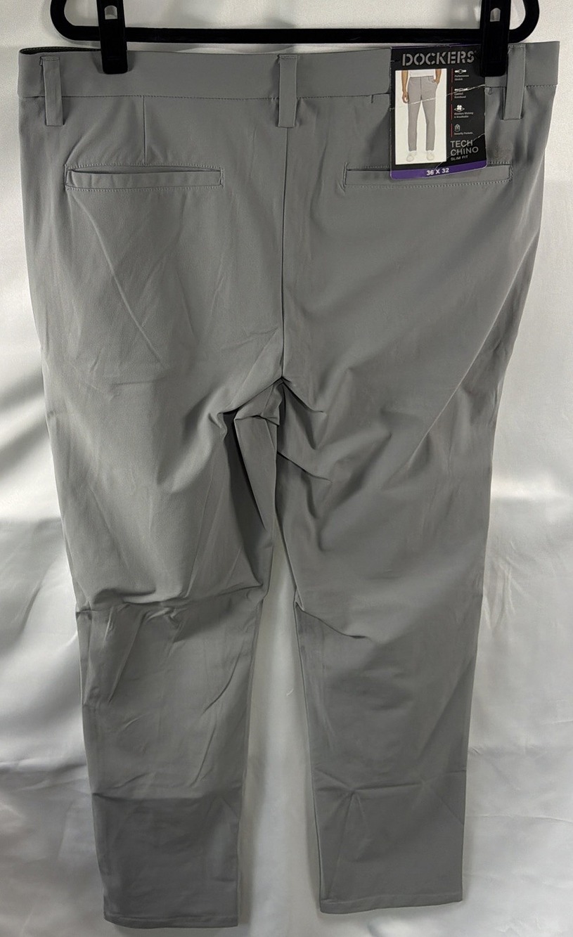Dockers Men's Tech Chino Pants Size 36 x 32 Grey Stretch Golf Work Pants Soft